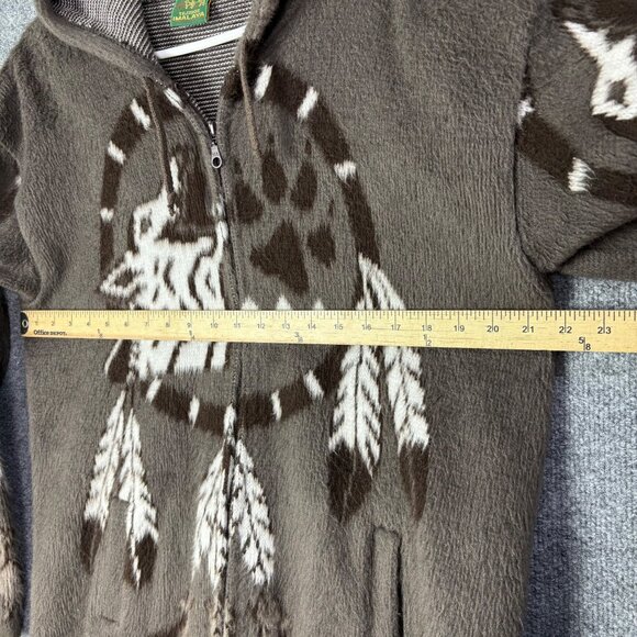 Tejidos Imalaya Full Zip Hooded Sweater Mens Sz Medium Wolf Dreamcatcher Print‎ - Picture 5 of 10